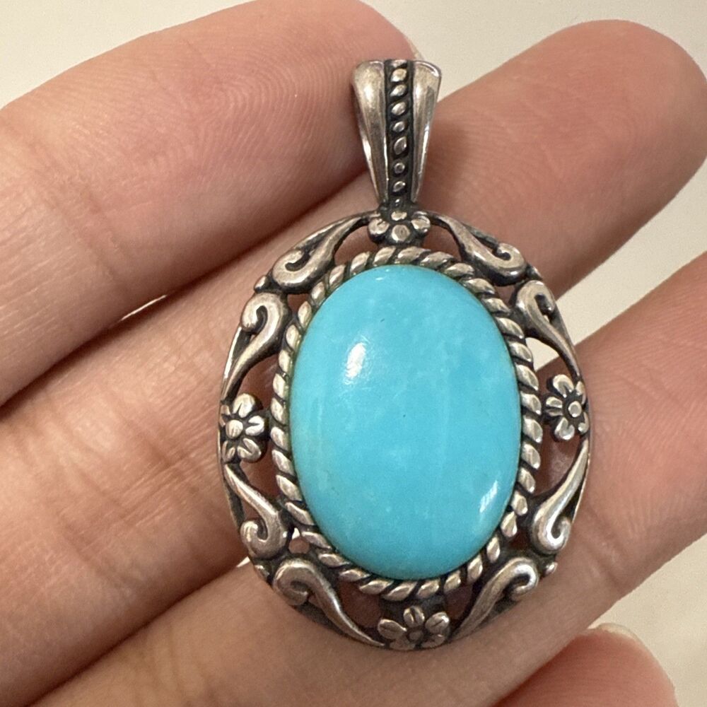 Carolyn Pollack Relios Turquoise Sterling Silver 925 Southwestern Style Pendant